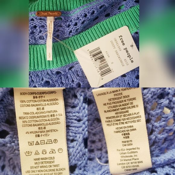 New FREE PEOPLE crochet oversize sweater crop top - Picture 3 of 10